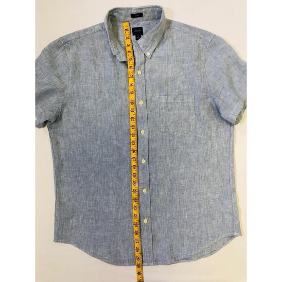 J.Crew Mens Short Sleeve Indigo Organic Chambray Button Down Shirt L Classic - Picture 10 of 13